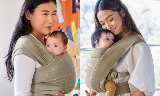 Aura Wrap Tragetuch und Embrace Babytrage